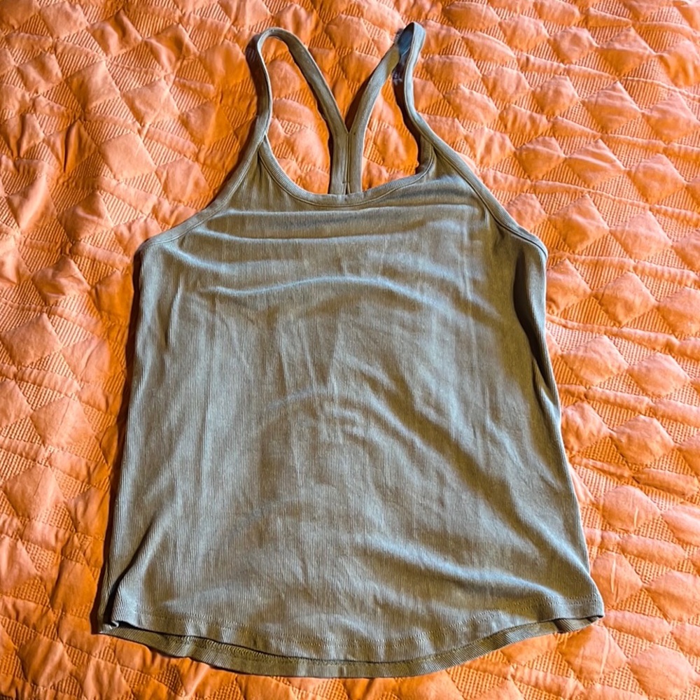 Zyia Olive Green Ribbed Daphne Tank Top